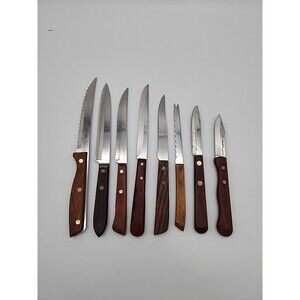 Vintage Kitchen Knives with Wood Handles Lot Of 8 Steak Paring Tomato Knives